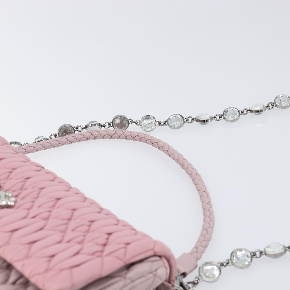 Miu Miu Crystal 2Way Matelasse Leather Pink Leather Clutche & Pouche Bag (Pre-Owned)
