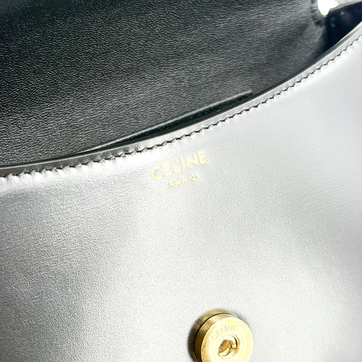 Celine Lola Triomphe Top Handle Leather Black Leather Handbag (Pre-Owned)