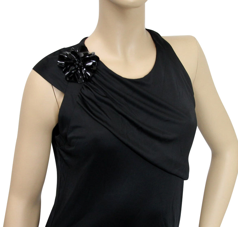 Gucci Women's Black Rayon Medium Dress With Flower Brooch