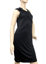 Gucci Women's Black Rayon Medium Dress With Flower Brooch