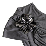 Gucci Women's Black Rayon Medium Dress With Flower Brooch