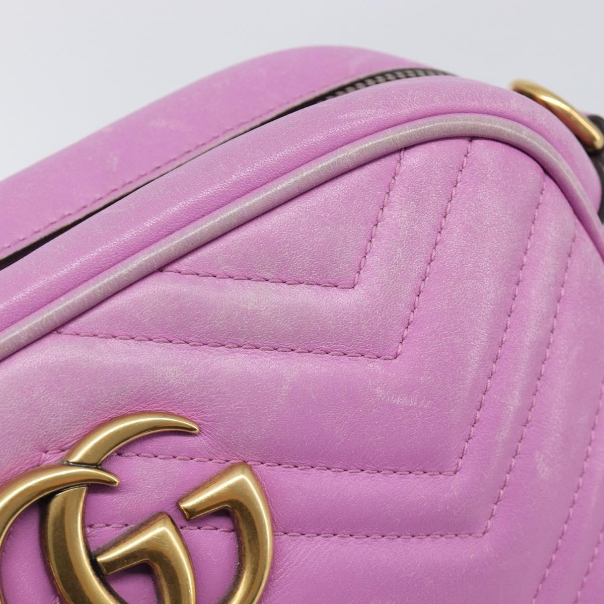 Gucci Gg Marmont Chain Matelasse Leather Pink Leather Crossbody Bag Bag (Pre-Owned)