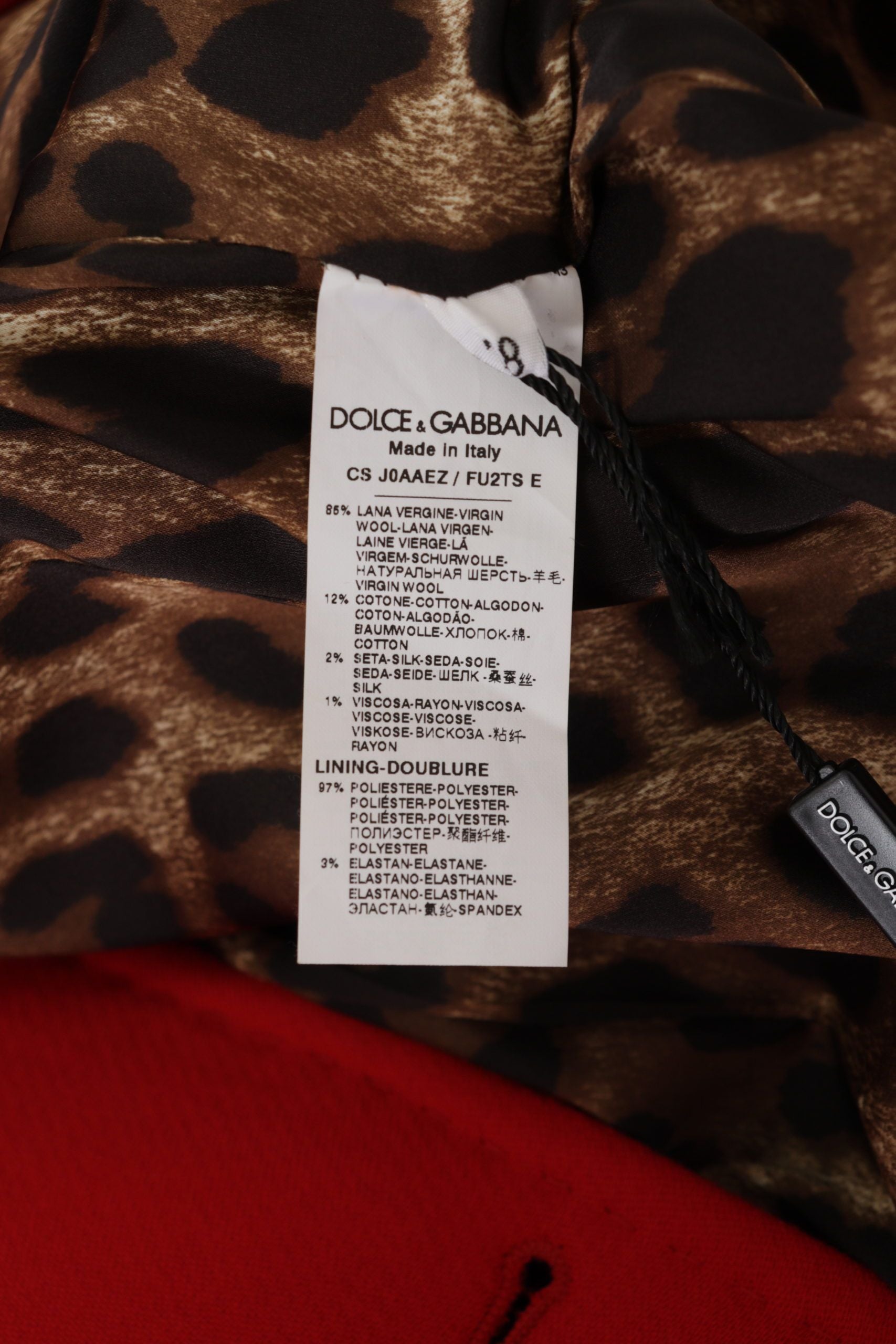 Dolce & Gabbana Red Leopard Wool Trenchcoat Women's Jacket