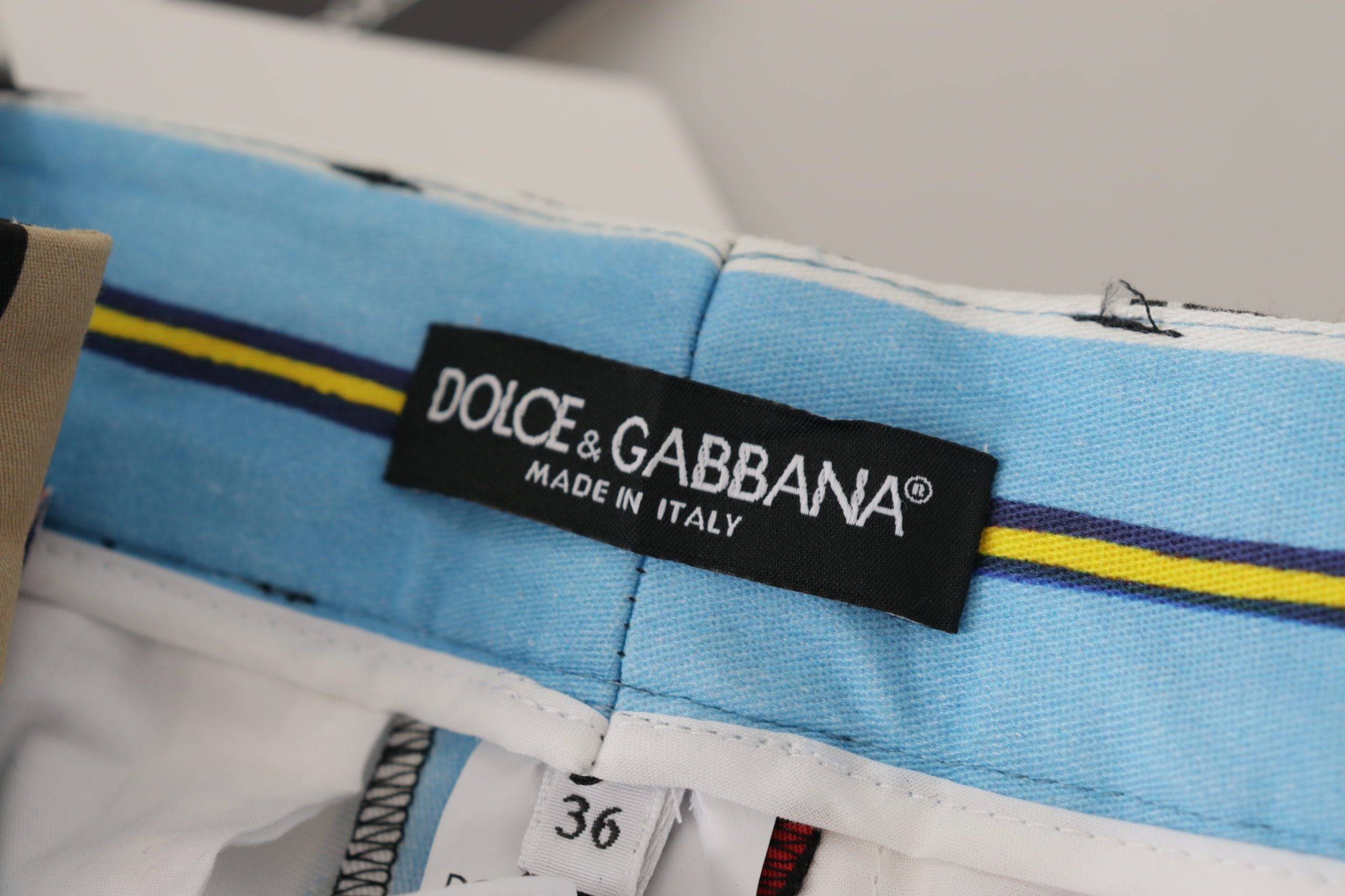 Dolce & Gabbana Multicolor Striped High Waist Cotton Women's Pants