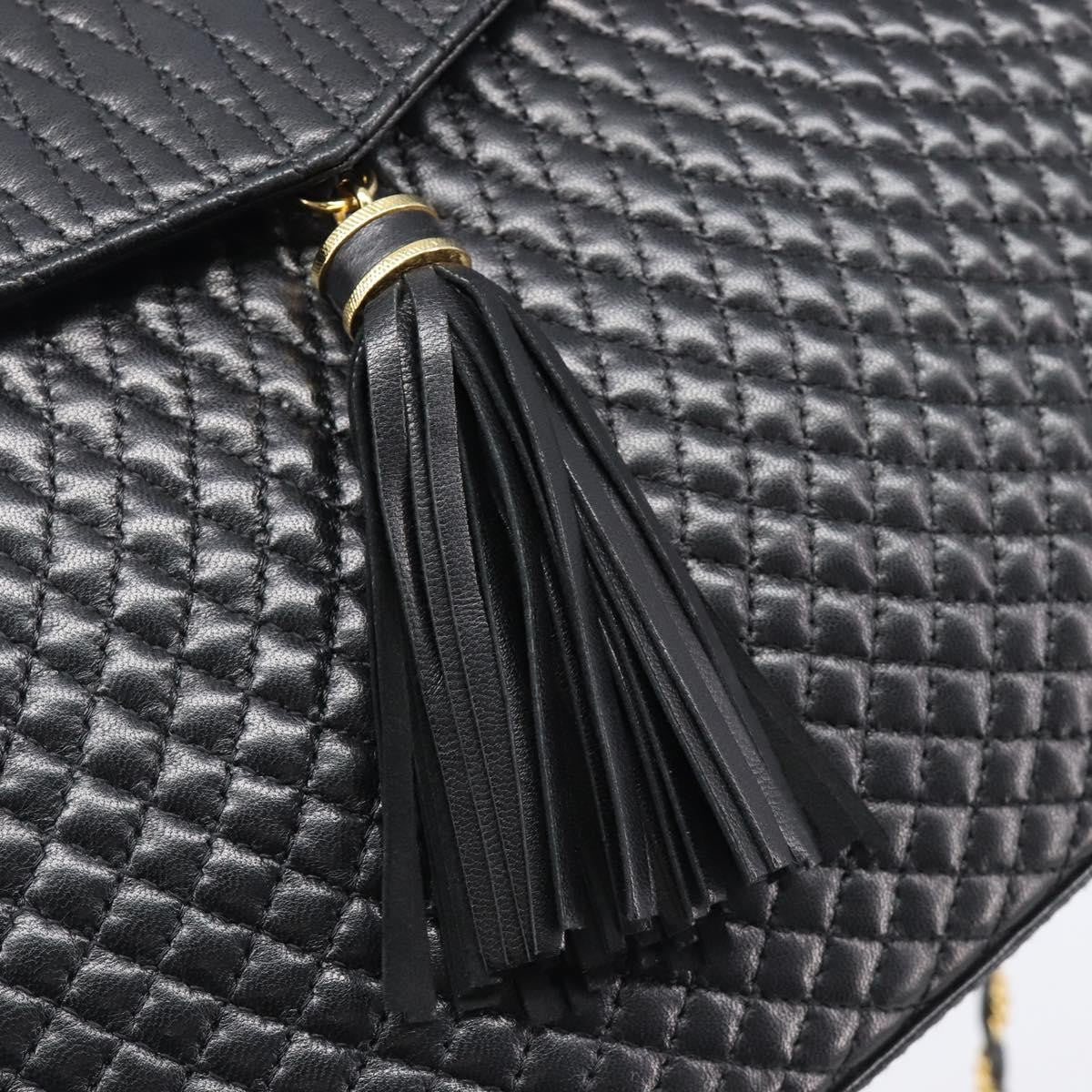 Bally Vintage Chain Quilted Leather Black Leather Shoulder Bag Bag (Pre-Owned)