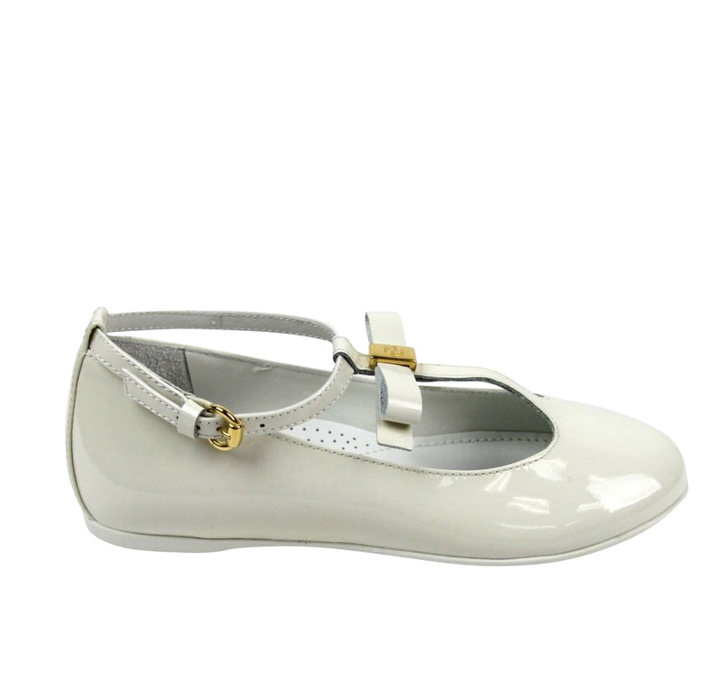 Gucci Kids White Patent Leather Ballet Flat With Bow 285312 285313