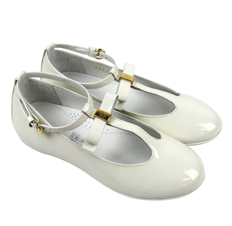 Gucci Kids White Patent Leather Ballet Flat With Bow 285312 285313