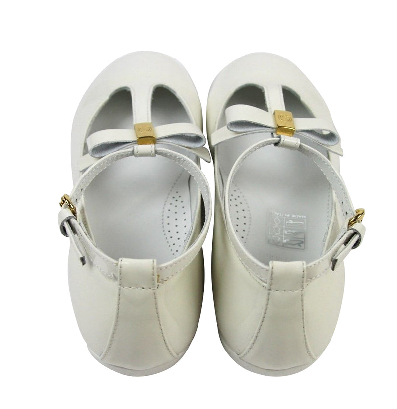 Gucci Kids White Patent Leather Ballet Flat With Bow 285312 285313