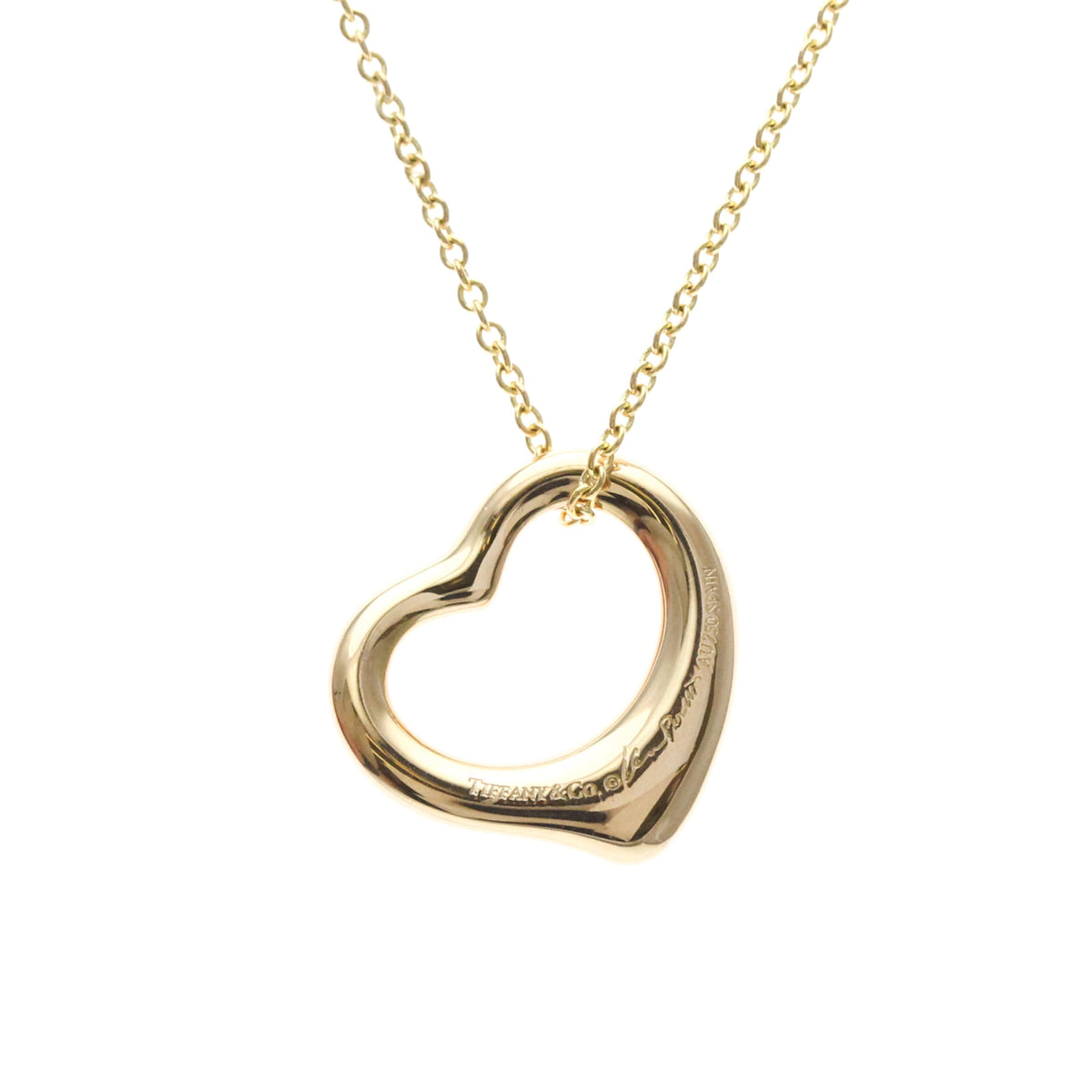 Tiffany & Co. Elsa Peretti Open Heart Pendant 18K Rose Gold Pink Pink_Gold Necklace Jewelry (Pre-Owned)