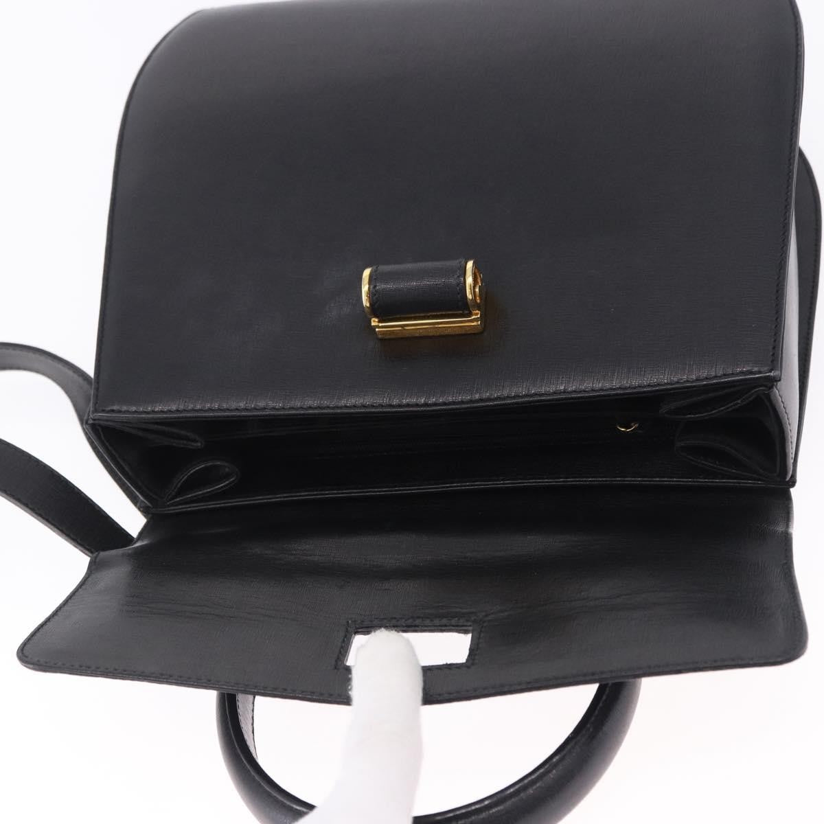 Salvatore Ferragamo Gancini Leather Black Leather Handbag (Pre-Owned)