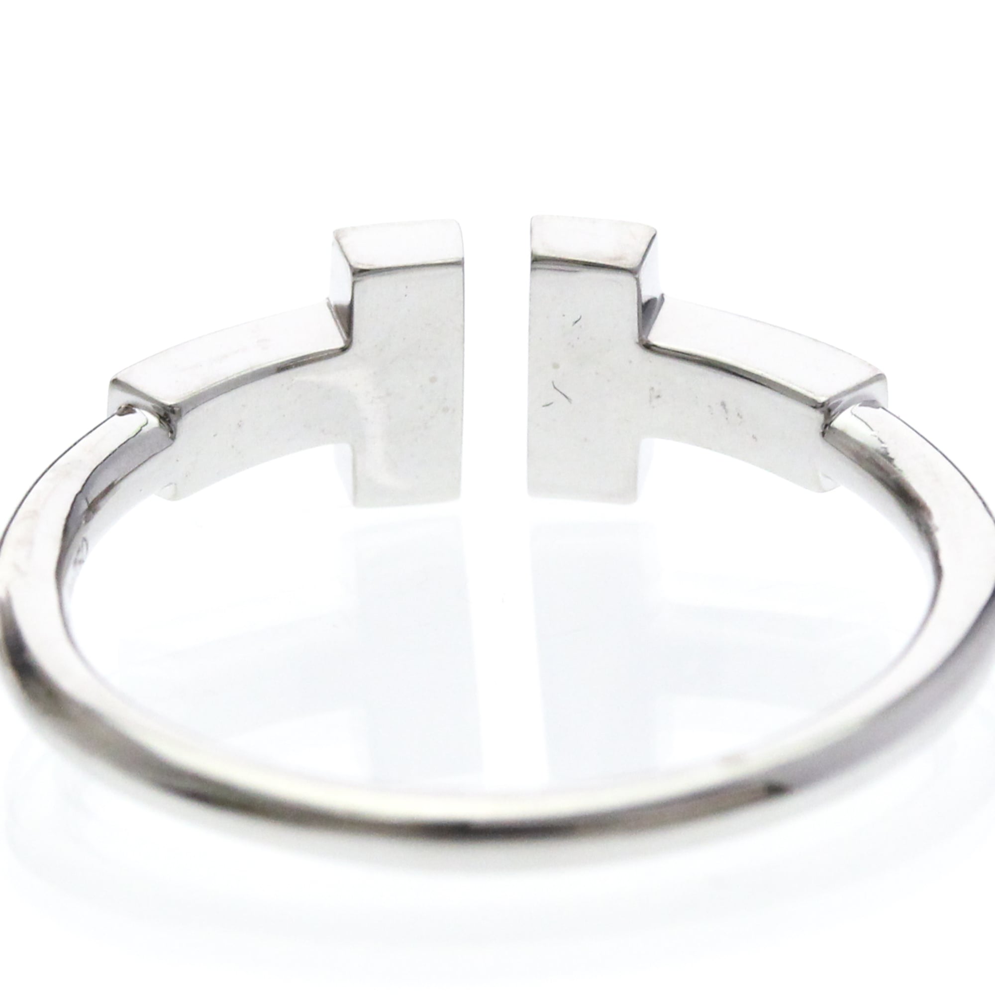 Tiffany & Co. T Wire 18K White Gold Silver White_Gold Ring Jewelry (Pre-Owned)