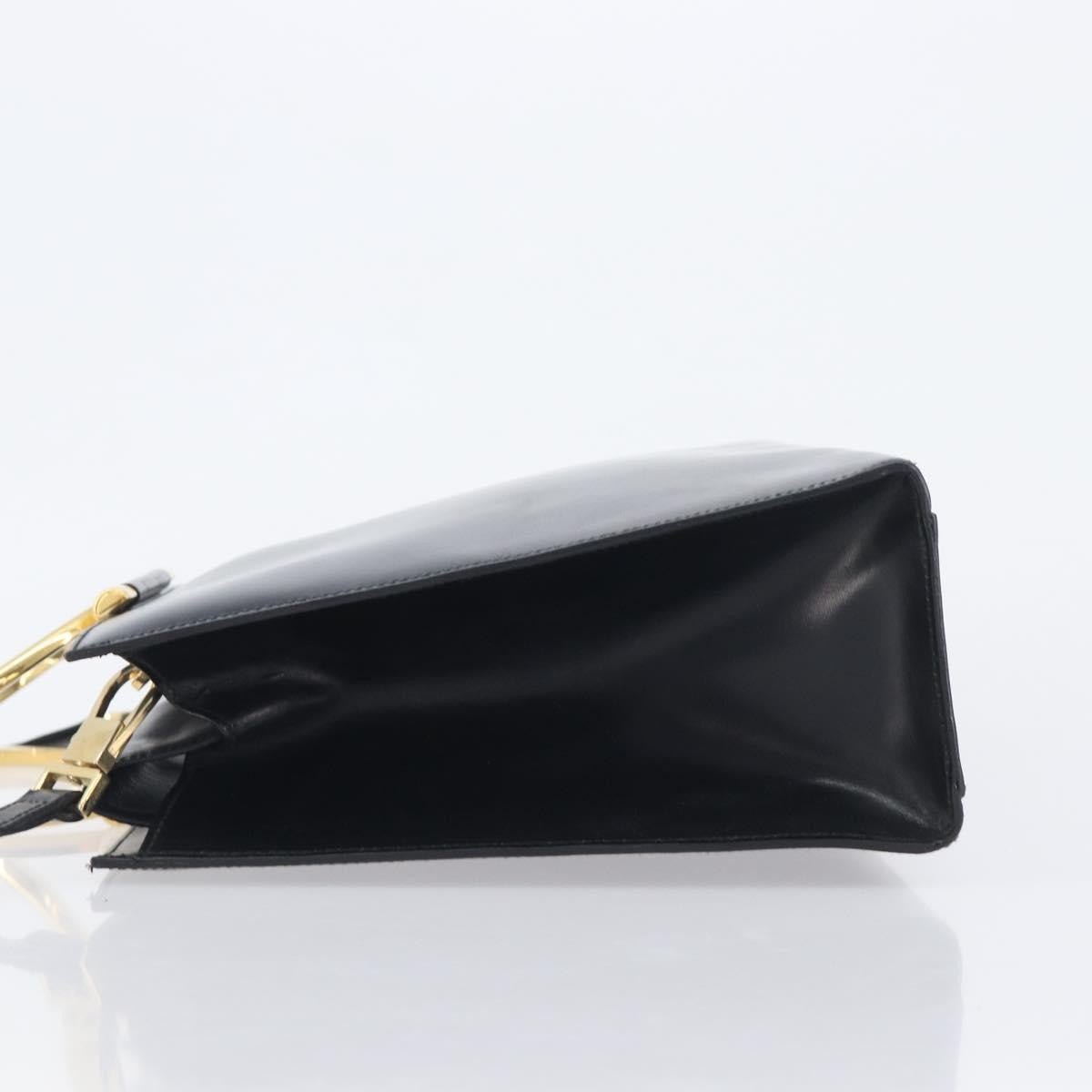 Celine Top Handle Leather Black Leather Handbag (Pre-Owned)