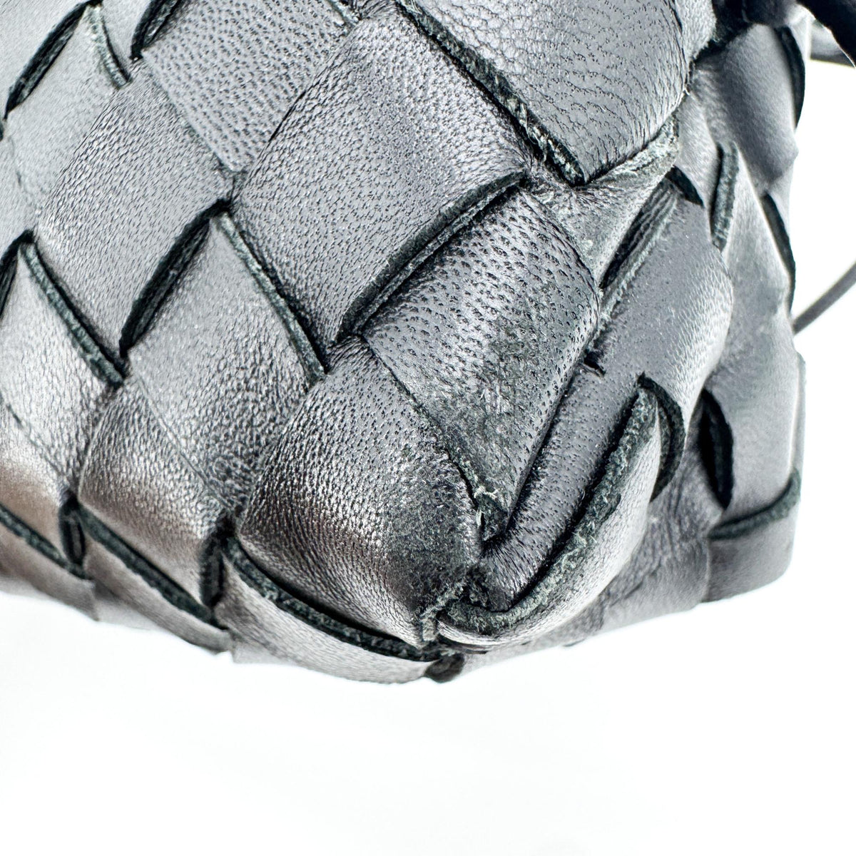 Bottega Veneta Loop Intrecciato Nappa Black Leather Crossbody Bag Bag (Pre-Owned)