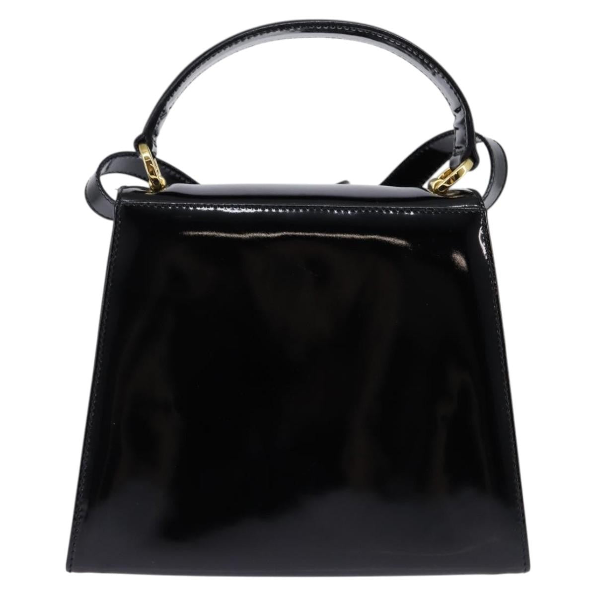 Salvatore Ferragamo Vintage Vara Bow Top Handle Patent Leather Black Patent_Leather Handbag (Pre-Owned)