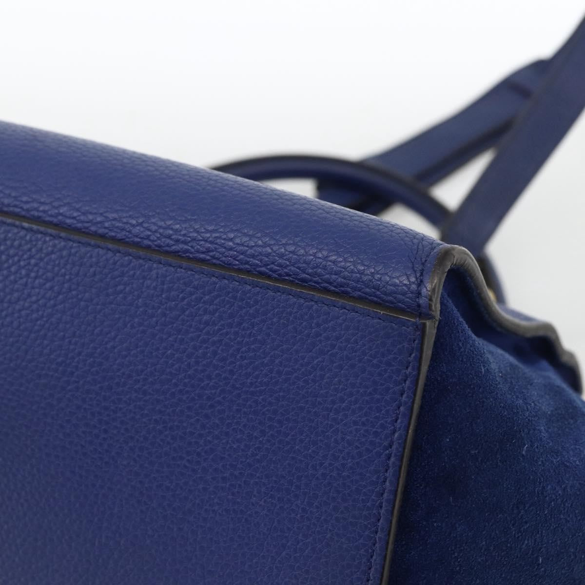 Celine Trapeze Leather With Suede Blue Leather Handbag (Pre-Owned)