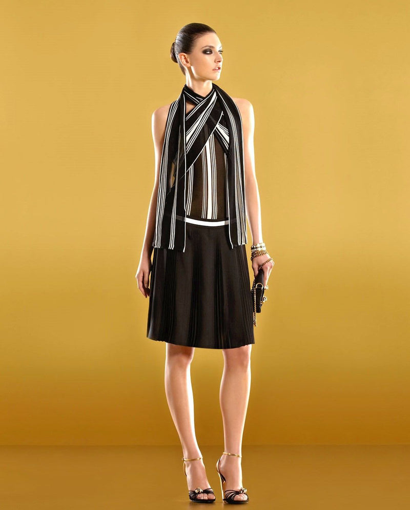 Gucci Women's Black Silk Elastane Runway Pleated Skirt