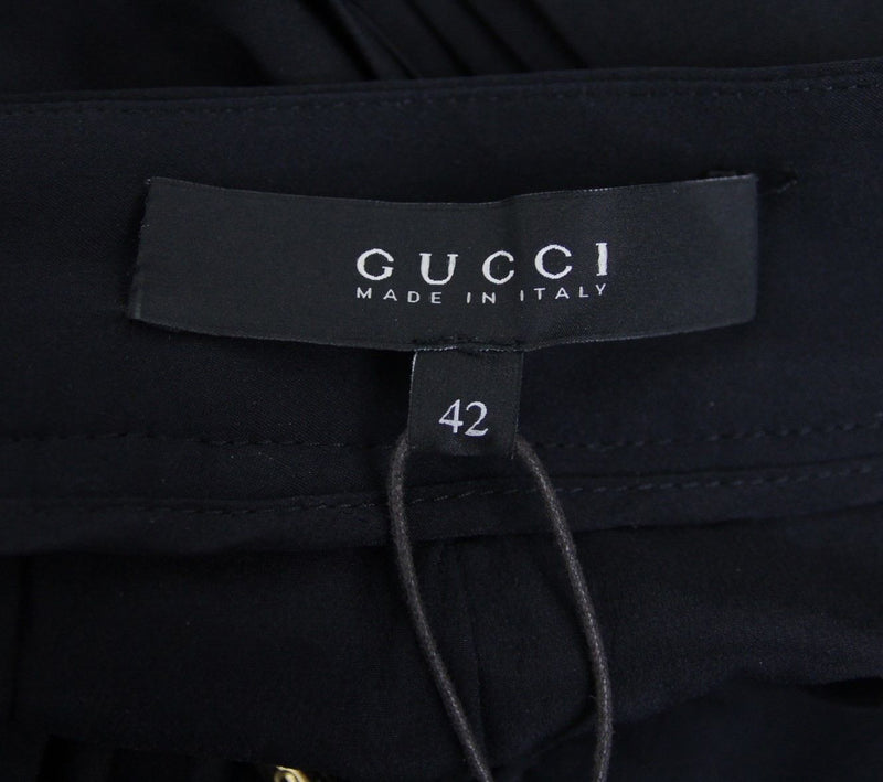 Gucci Women's Black Silk Elastane Runway Pleated Skirt