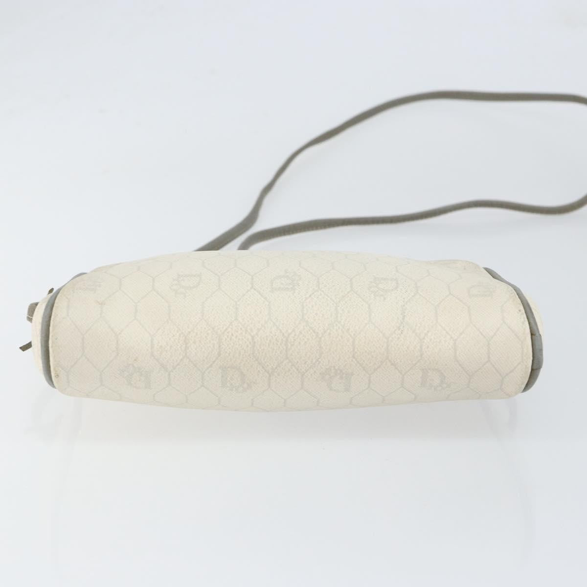 Christian Dior Vintage Honeycomb Zip Coated Canvas White Canvas Clutche & Pouche Bag (Pre-Owned)