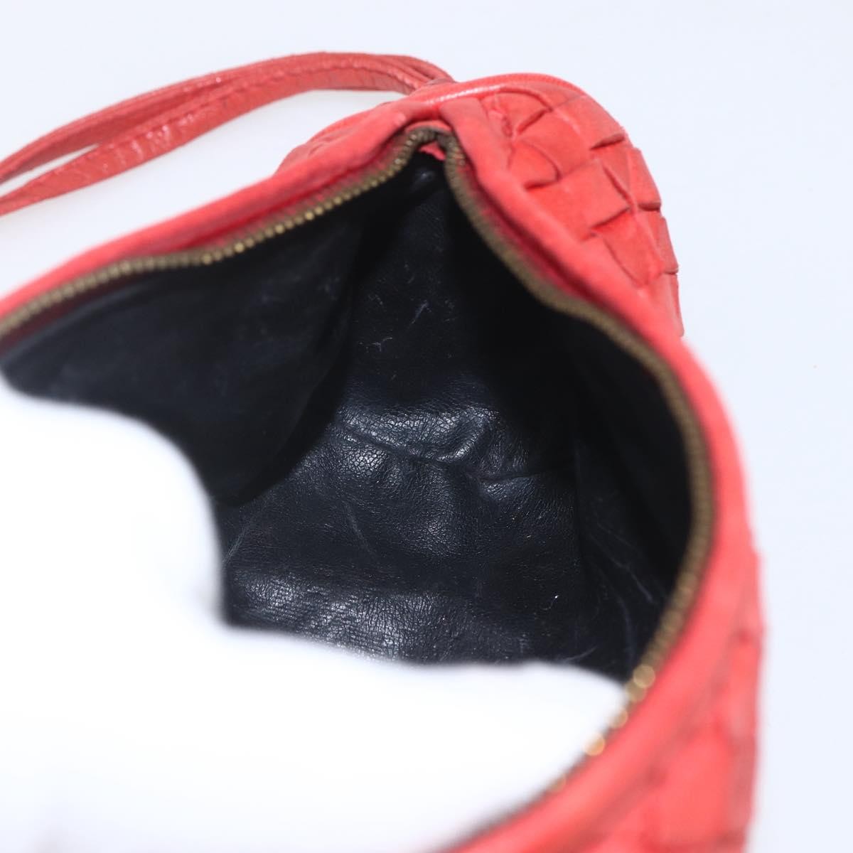 Bottega Veneta Intrecciato Clutch Leather Red Leather Clutche & Pouche Bag (Pre-Owned)