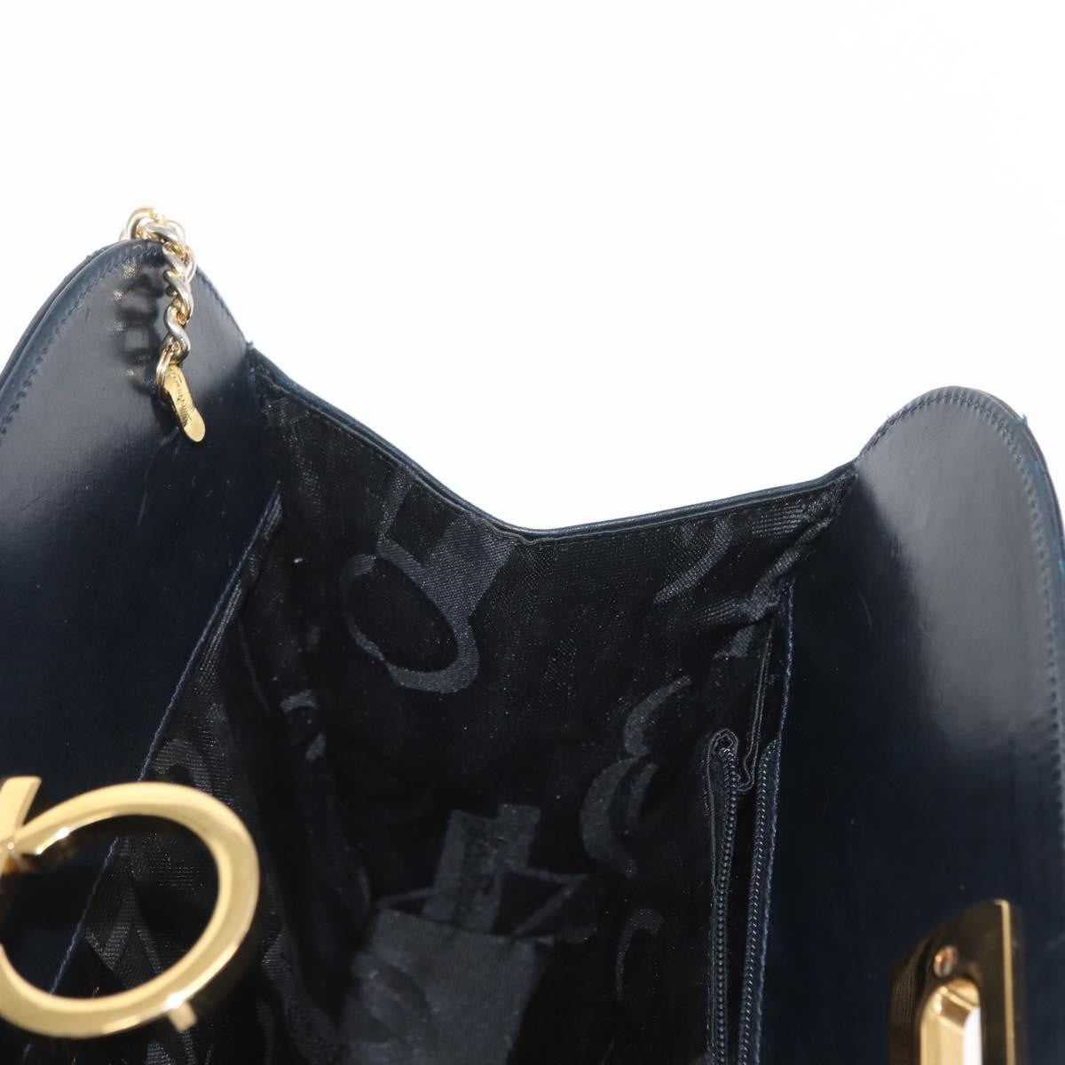 Salvatore Ferragamo Vintage Gancini Chain Leather Navy Leather Shoulder Bag Bag (Pre-Owned)