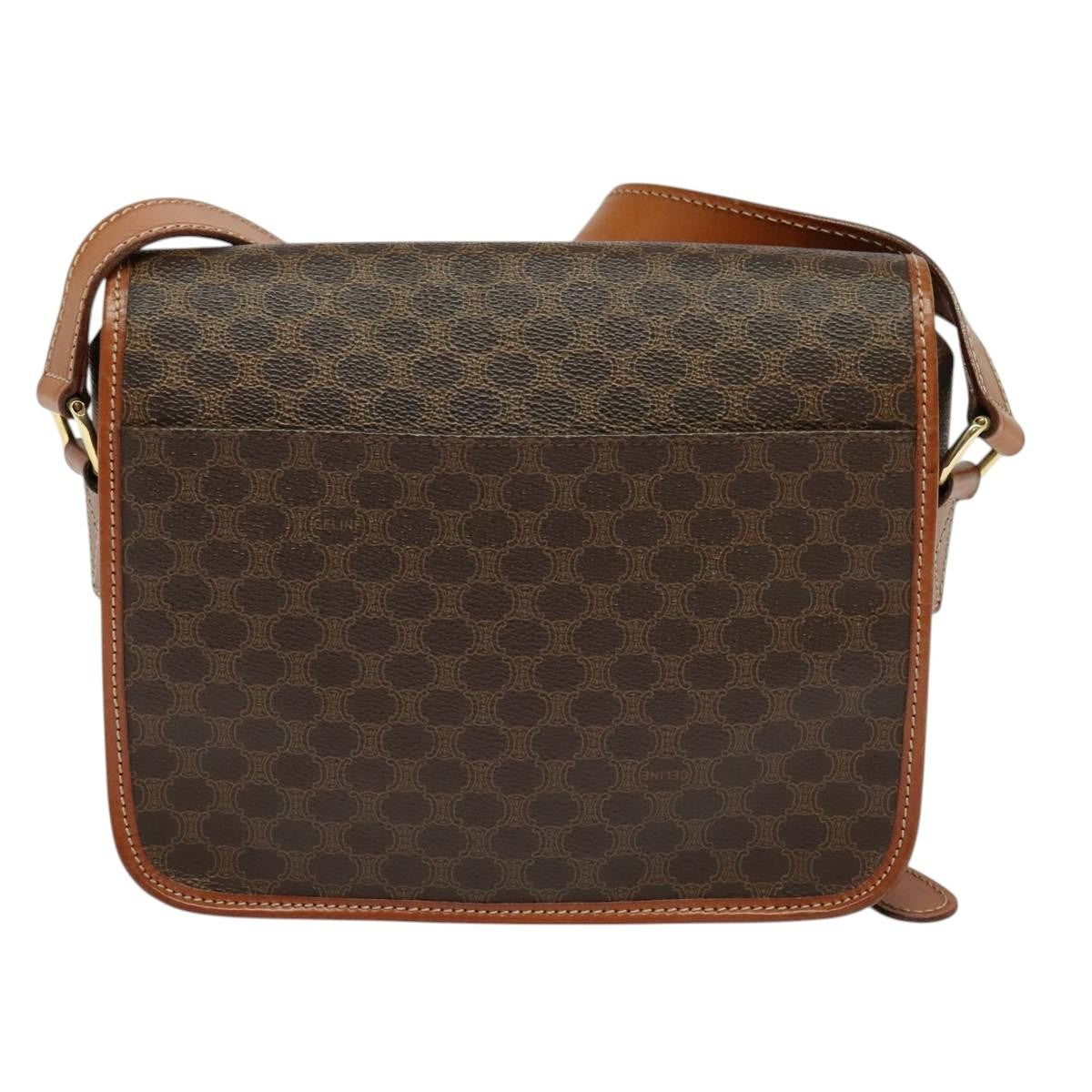 Celine Vintage Macadam Canvas And Leather Brown Canvas Shoulder Bag Bag (Pre-Owned)