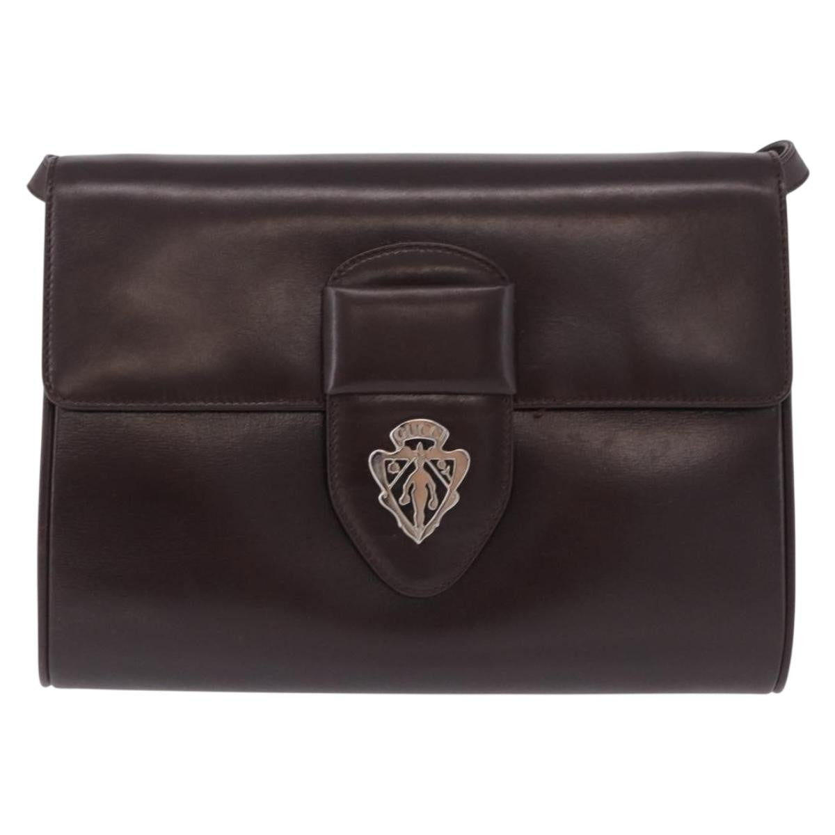 Gucci Vintage Leather Brown Leather Shoulder Bag Bag (Pre-Owned)