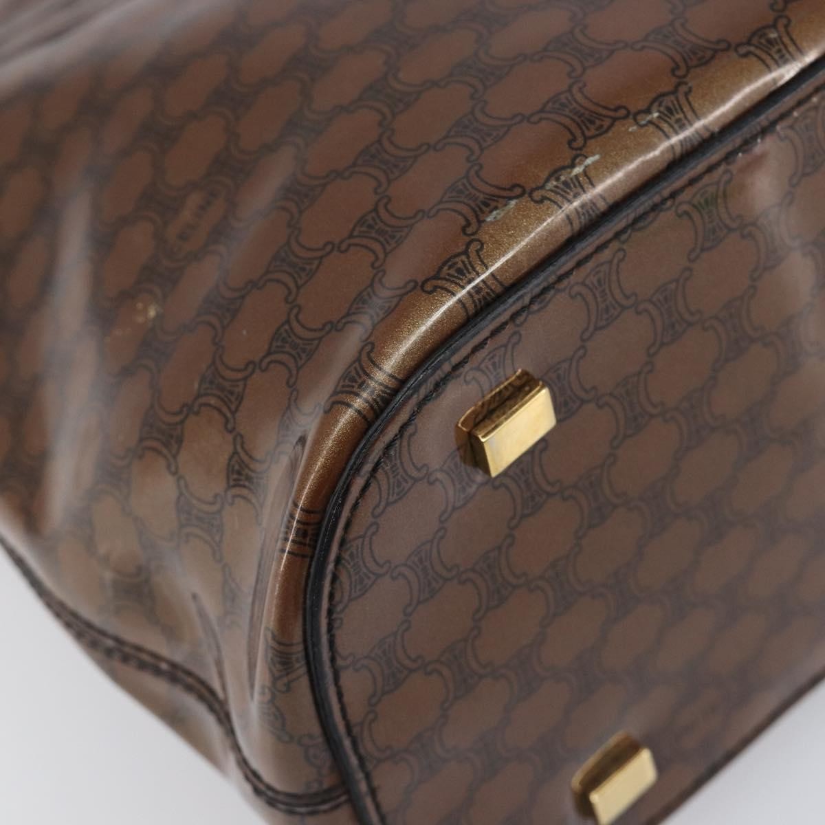 Celine Vintage Macadam Shopper Tote Venyl Brown Canvas Tote Bag Bag (Pre-Owned)