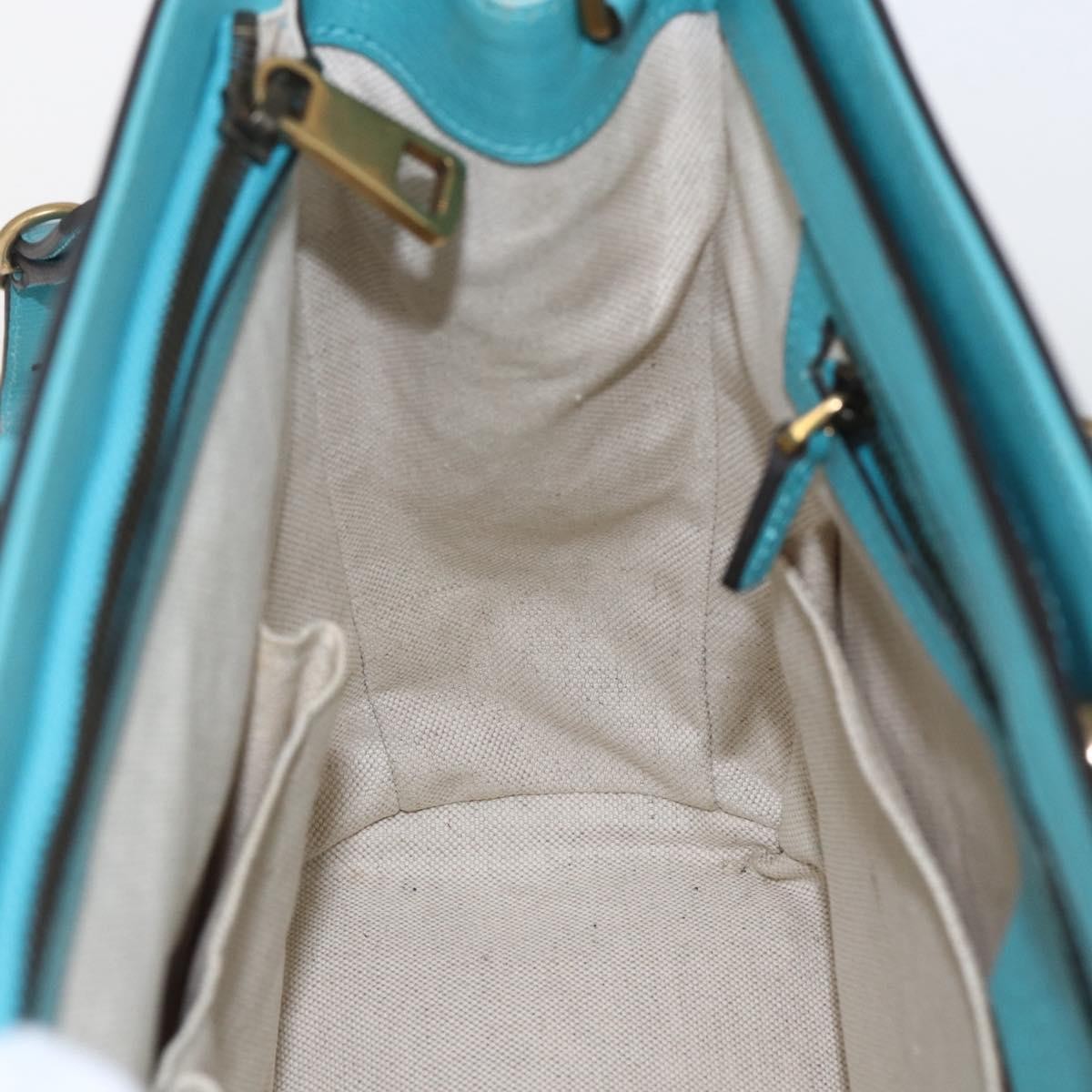 Gucci Bright Bit Convertible Tote Leather Blue Leather Tote Bag Bag (Pre-Owned)