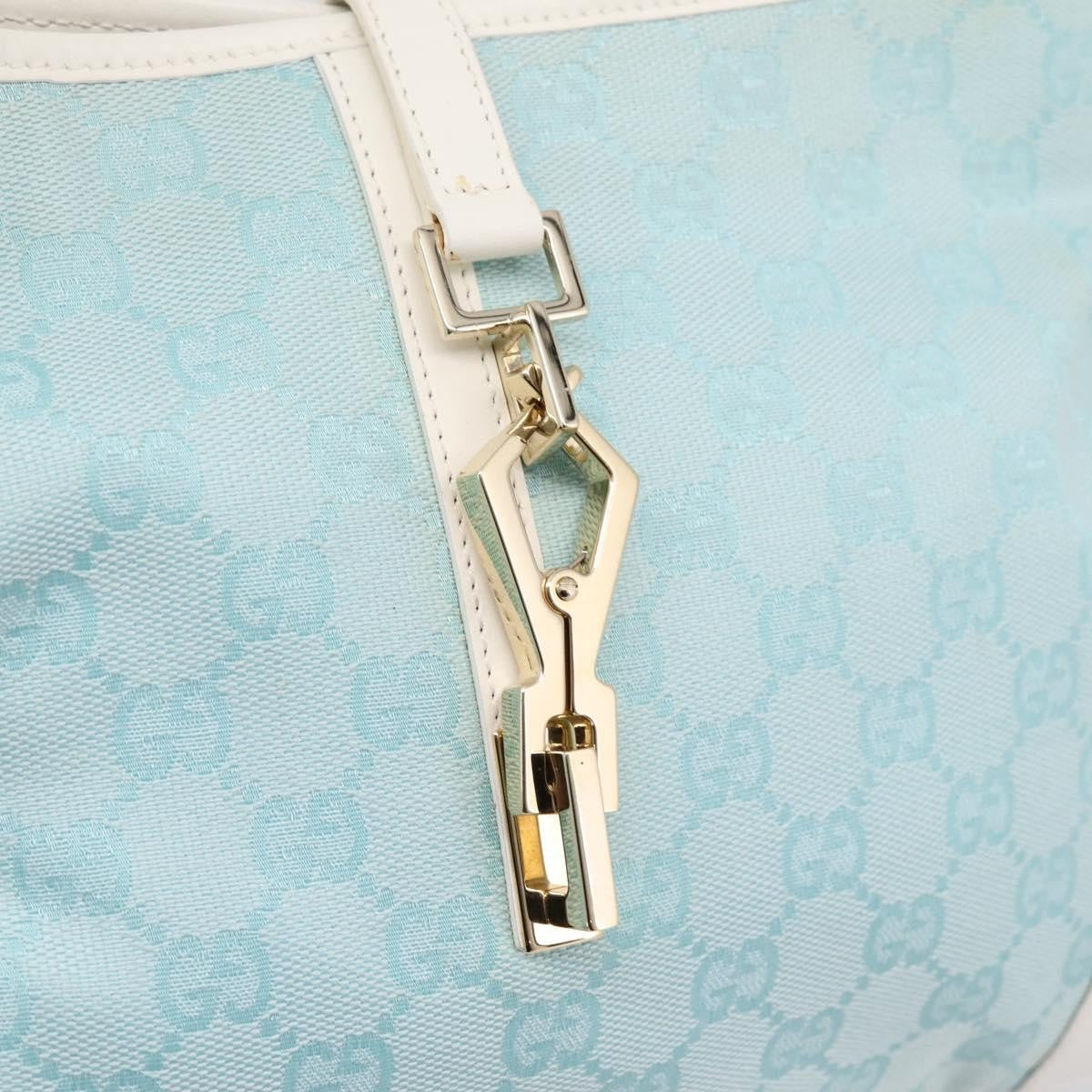 Gucci Jackie O Hobo Gg Canvas With Leather Blue Canvas Shoulder Bag Bag (Pre-Owned)