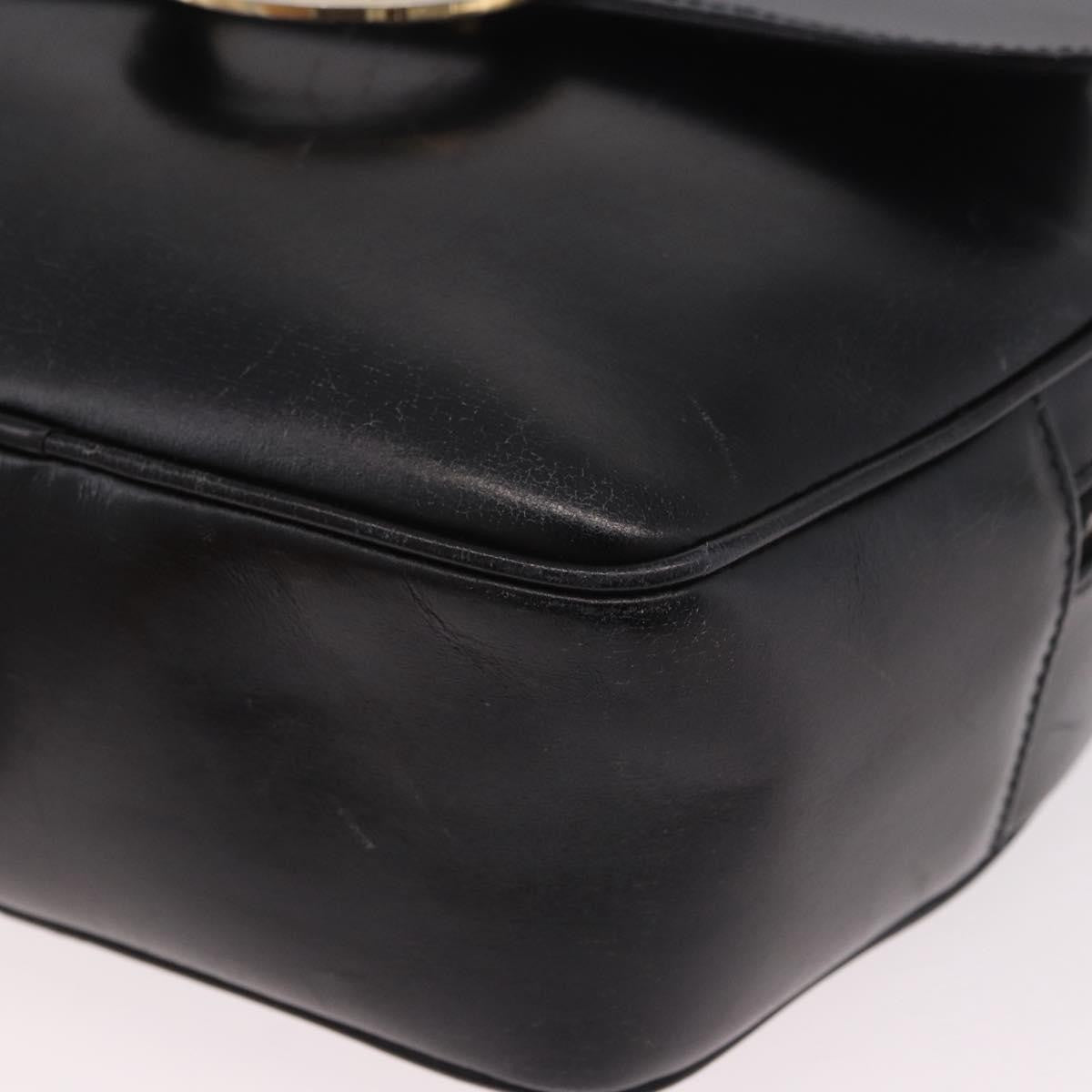 Celine Vintage Circle Logo Leather Black Leather Shoulder Bag Bag (Pre-Owned)