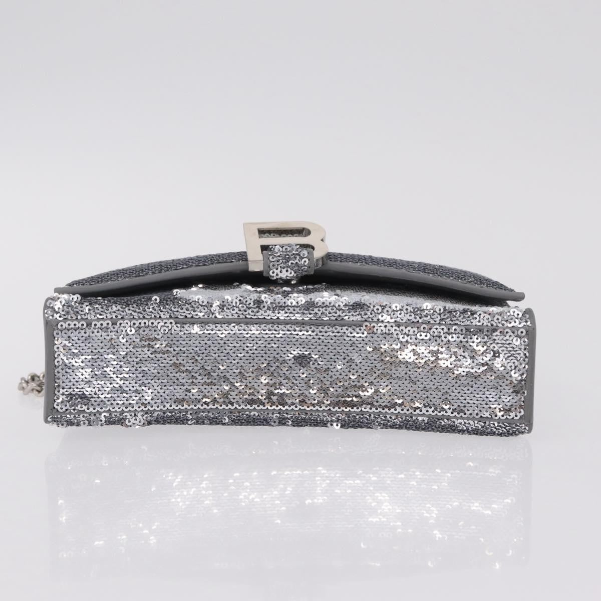 Balenciaga Hourglass Chain Leather With Sequins Silver Leather Crossbody Bag Bag (Pre-Owned)