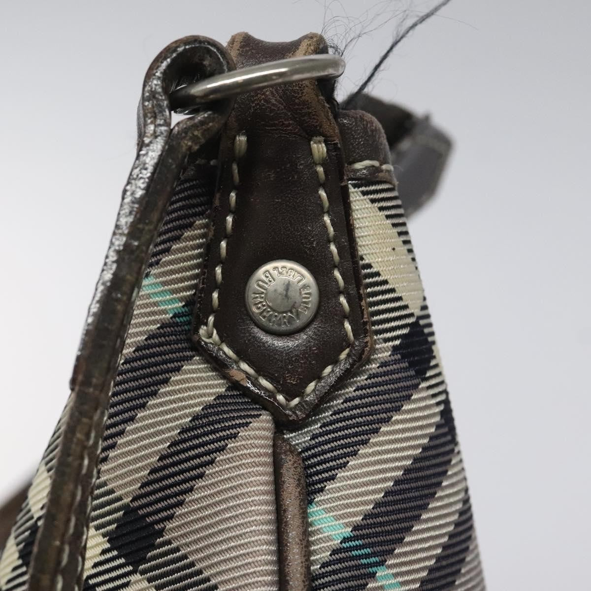 Burberry Nova Check Blue Label Nylon Gray Nylon Shoulder Bag Bag (Pre-Owned)