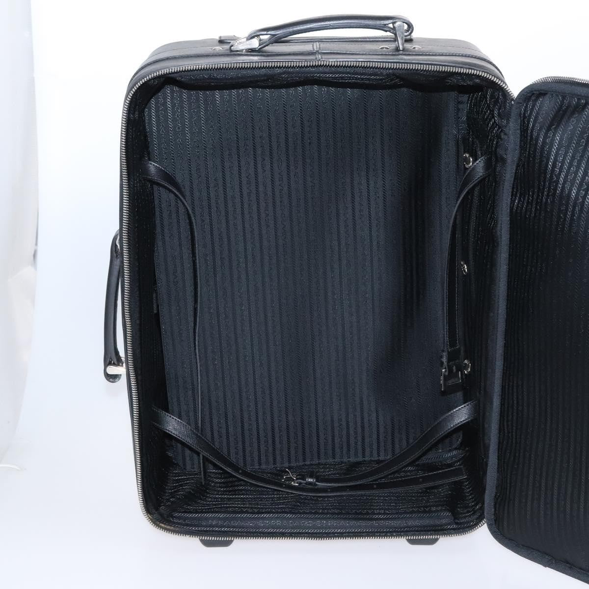 Prada Expandable Front Zip Boston Tessuto Black Leather Travel Bag Bag (Pre-Owned)