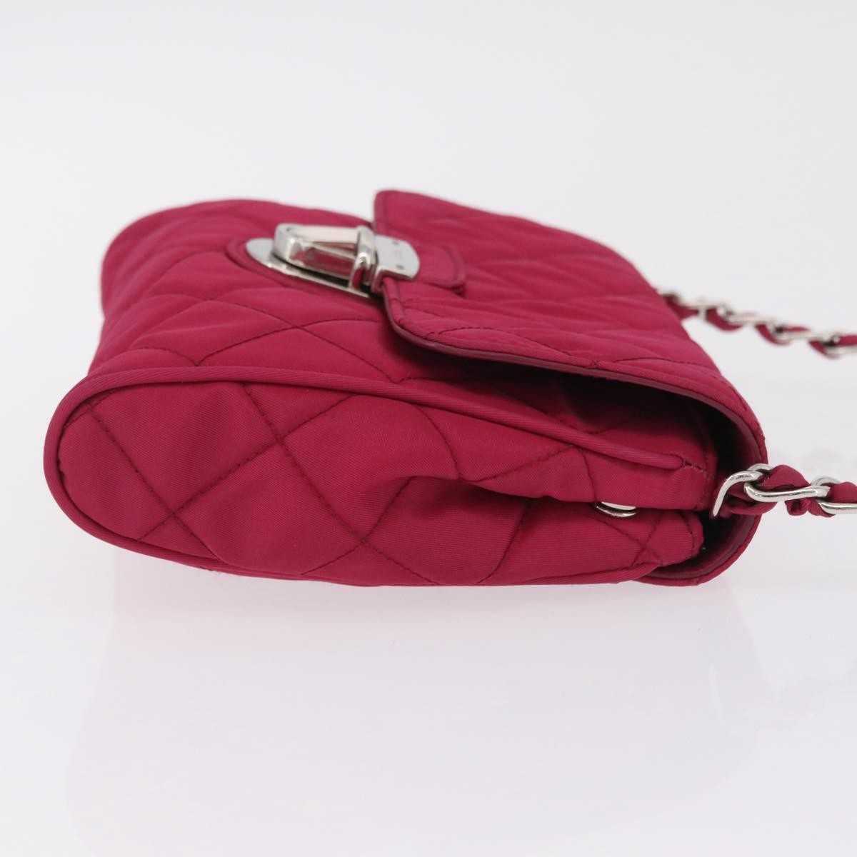 Prada Pushlock Chain Flap Quilted Tessuto Pink Nylon Handbag (Pre-Owned)