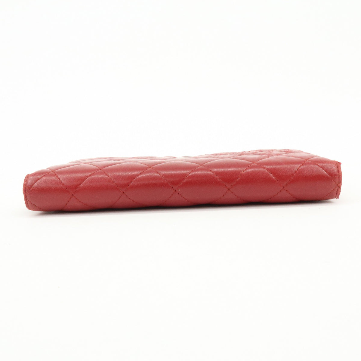 Chanel Zip Around Quilted Lambskin Red Leather Wallets Accessory (Pre-Owned)