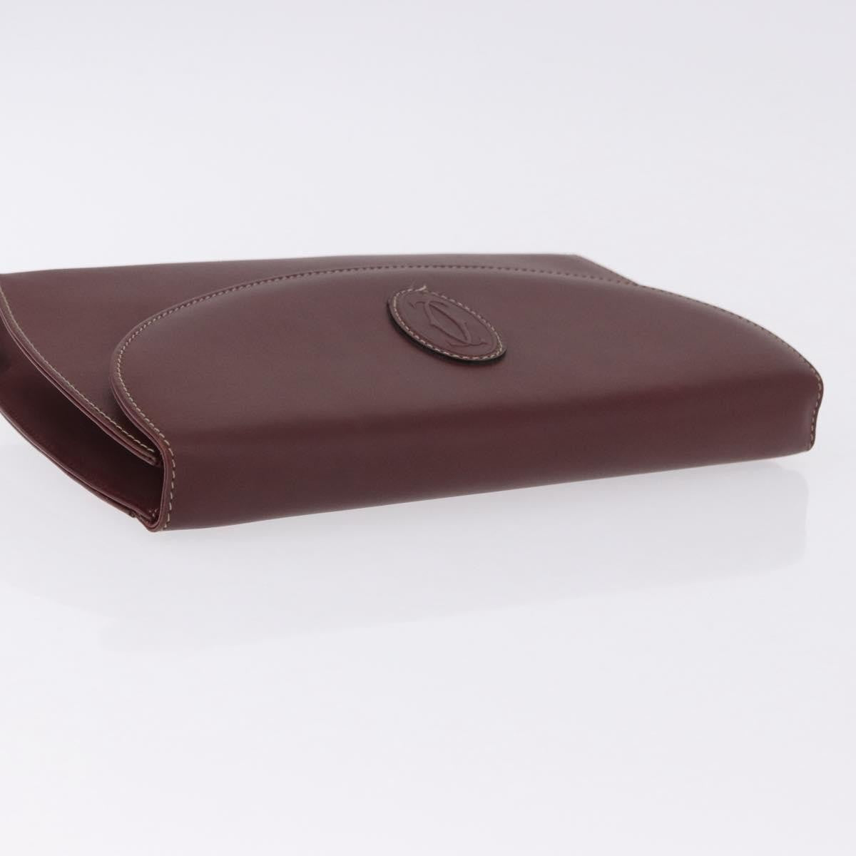 Cartier Must De Cartier Clutch Leather Burgundy Leather Clutche & Pouche Bag (Pre-Owned)