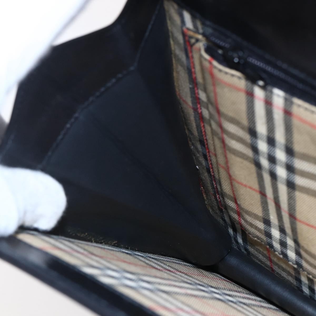 Burberry Nova Check Shoulder Bag Leather Black Leather Shoulder Bag Bag (Pre-Owned)