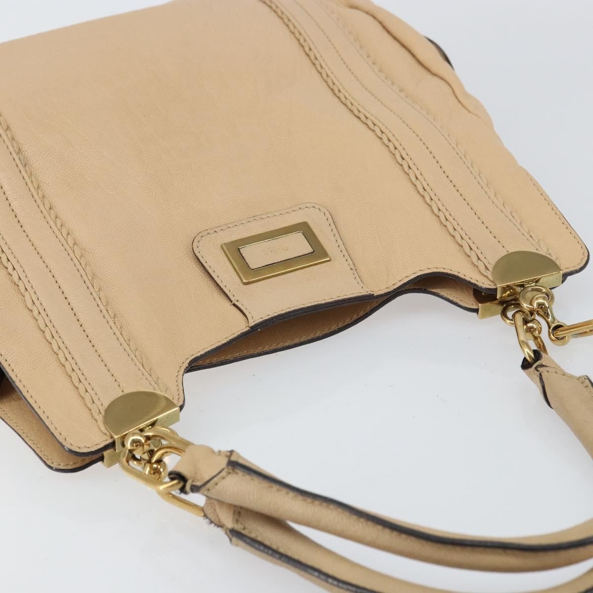 Chloe Vintage Leather Beige Leather Tote Bag Bag (Pre-Owned)