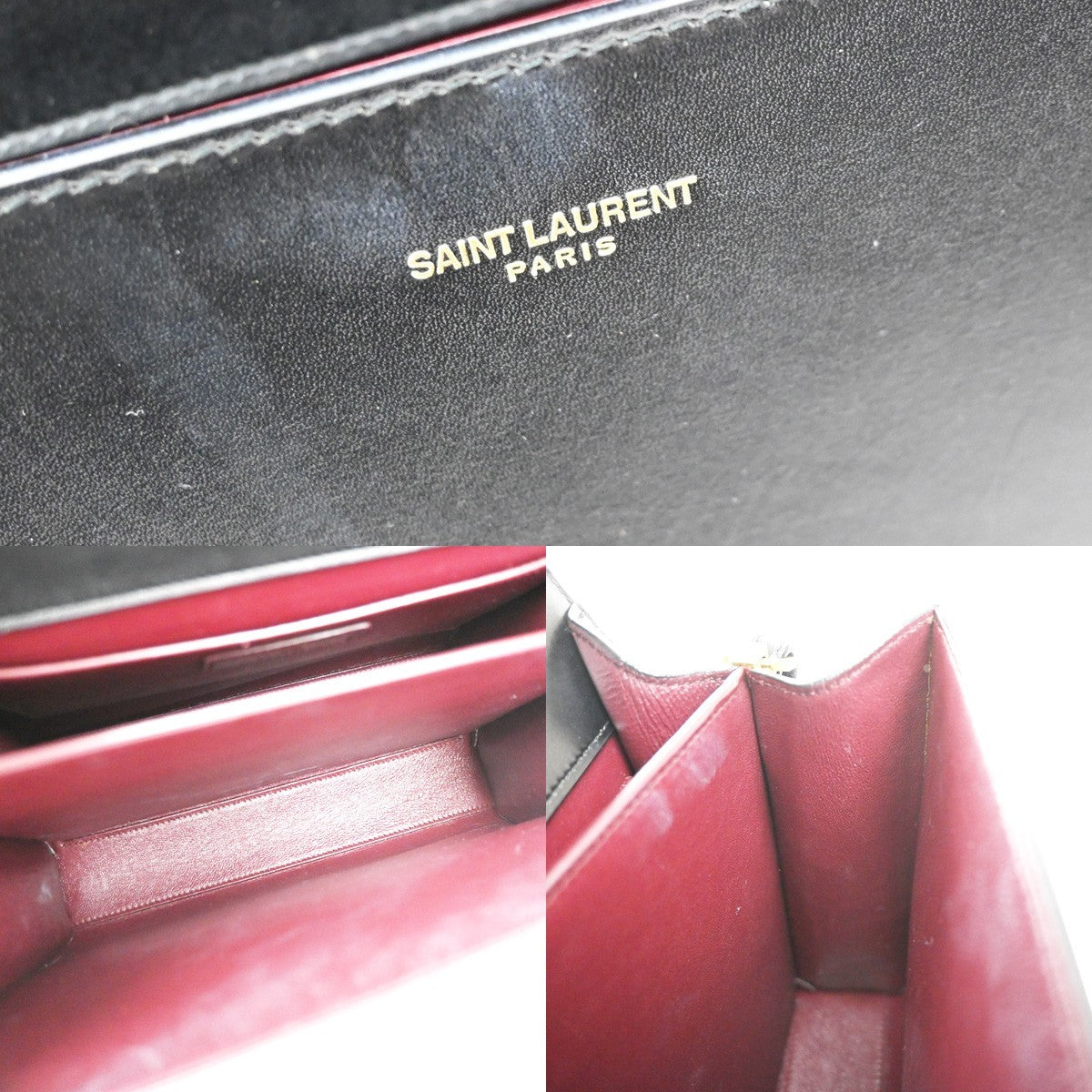 Saint Laurent Cassandra Leather Black Leather Shoulder Bag Bag (Pre-Owned)