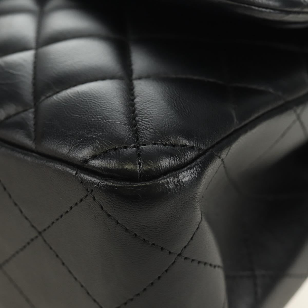 Chanel Timeless - Classic Double Flap Leather Black Leather Handbag (Pre-Owned)