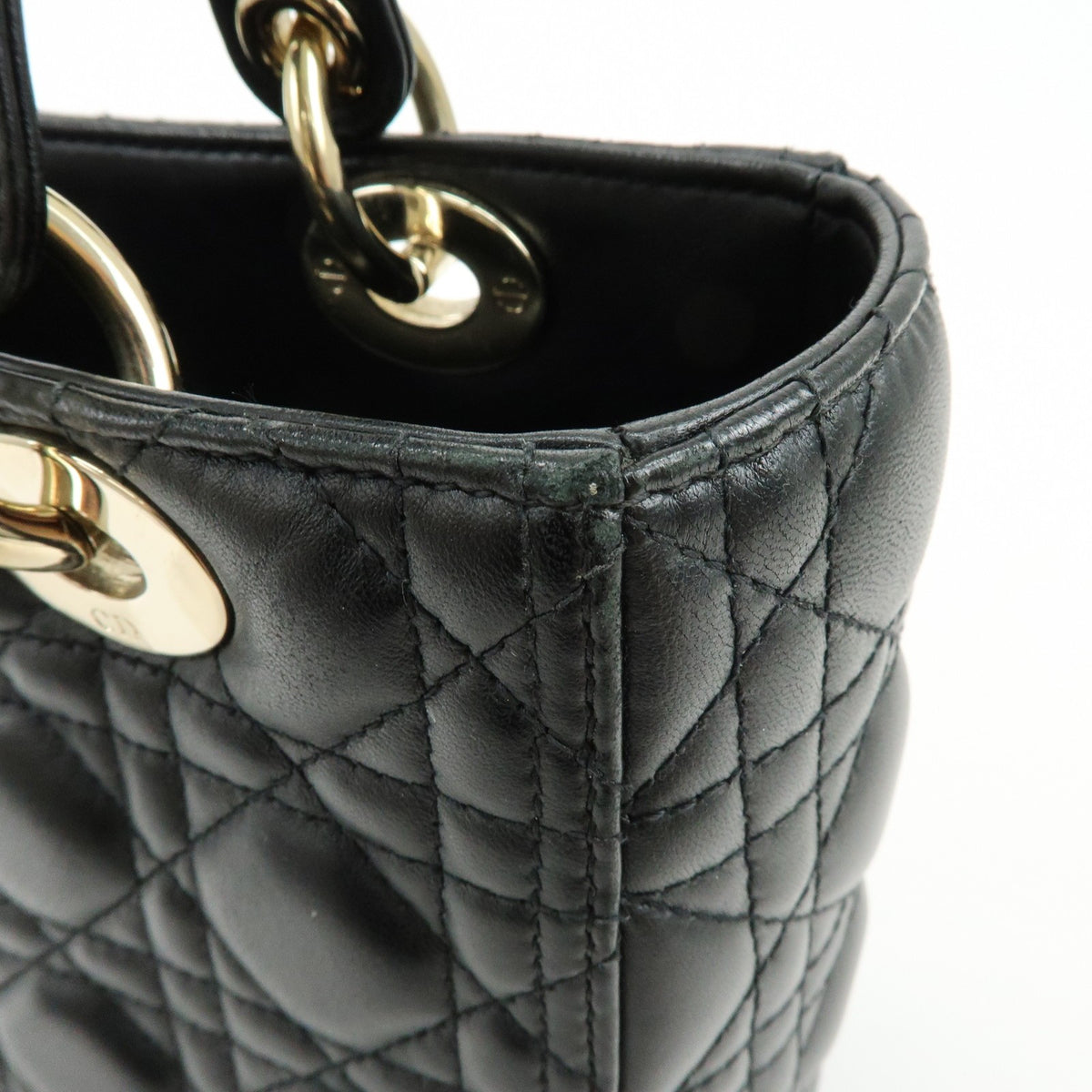 Christian Dior Lady Dior Black Leather Handbag (Pre-Owned)