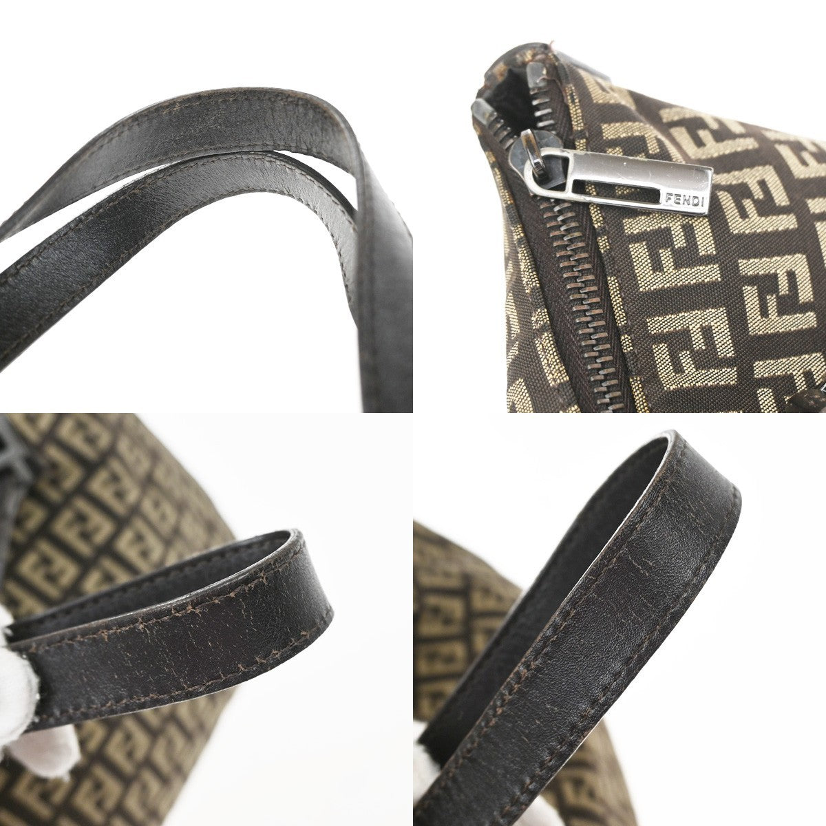 Fendi Shoulder Zucchino Canvas Brown Canvas Shoulder Bag Bag (Pre-Owned)