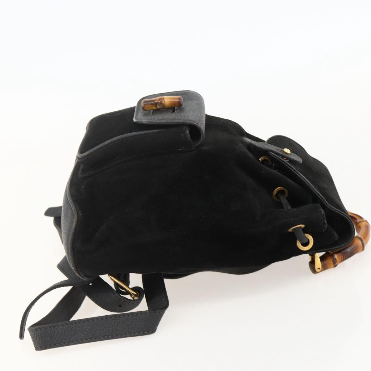 Gucci Gucci Bamboo Daim Black Denim_Jeans Backpack Bag (Pre-Owned)