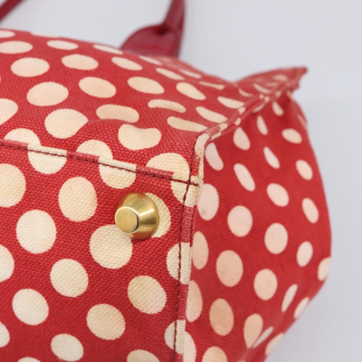 Miu Miu Beau Top Handle Leather Red Canvas Handbag (Pre-Owned)