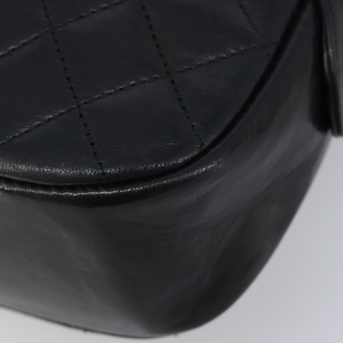 Chanel Vintage Front Pocket Camera Chevron Lambskin Black Leather Handbag (Pre-Owned)