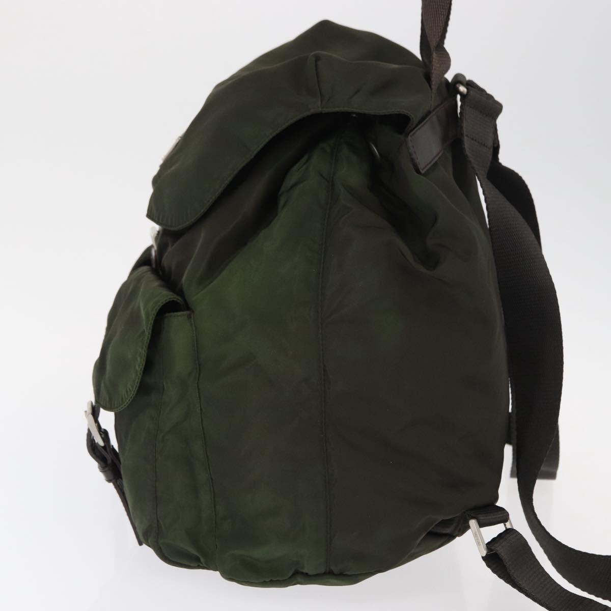 Prada Double Front Pocket Tessuto Khaki Nylon Backpack Bag (Pre-Owned)