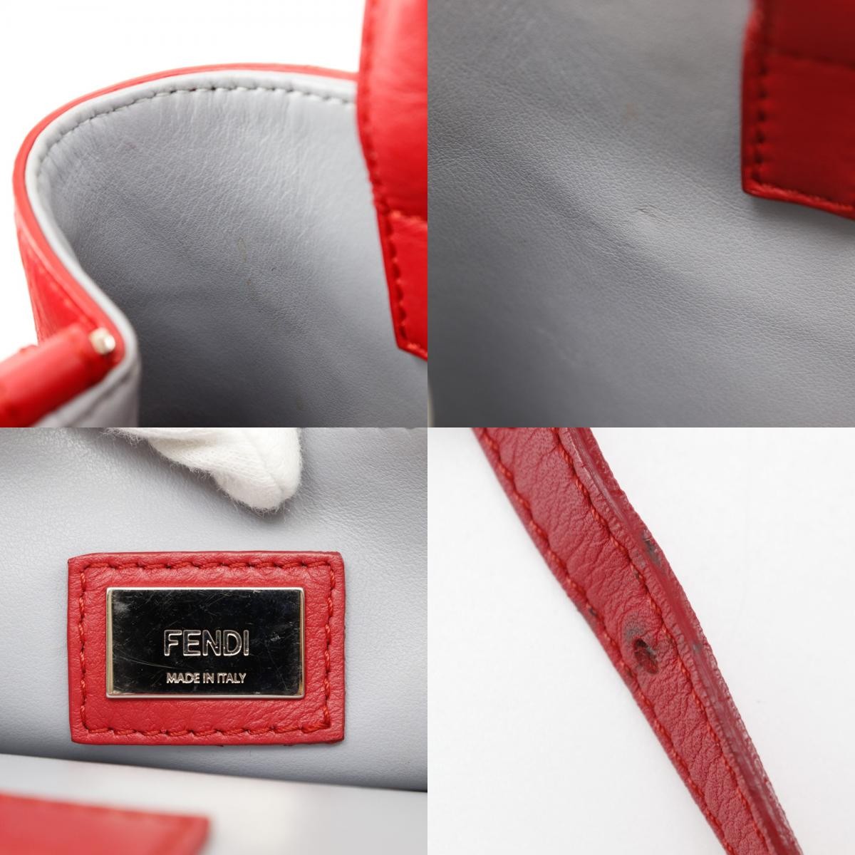 Fendi 2Jours Leather Red Calfskin Tote Bag Bag (Pre-Owned)
