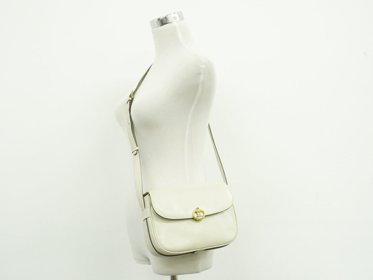 Celine Flap Shoulder Leather Beige Leather Shoulder Bag Bag (Pre-Owned)