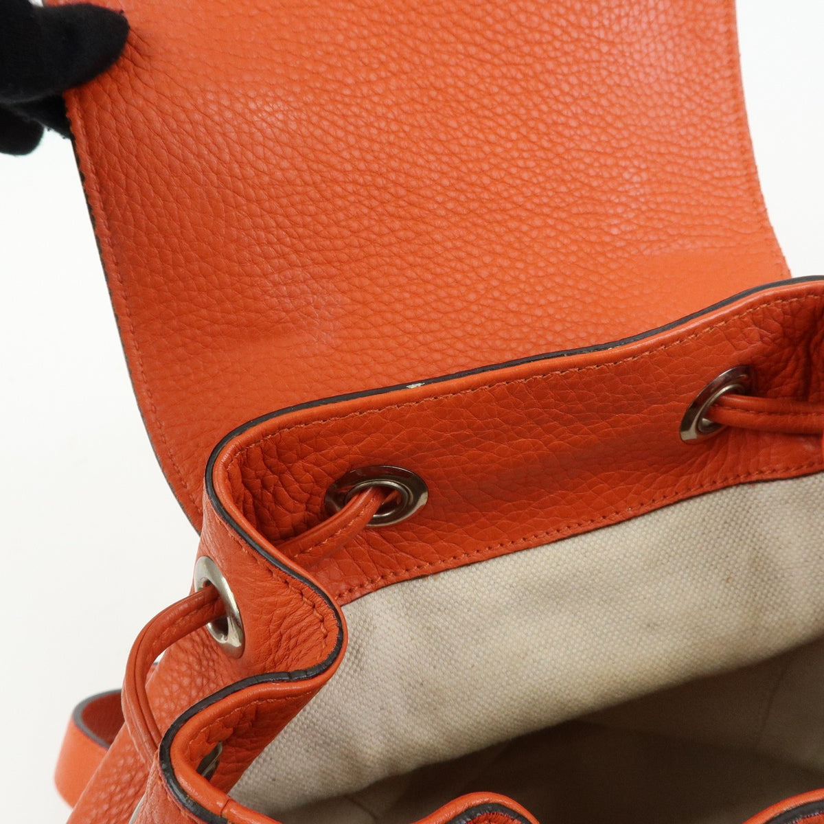 Gucci Bamboo Tassel Leather Orange Leather Backpack Bag (Pre-Owned)