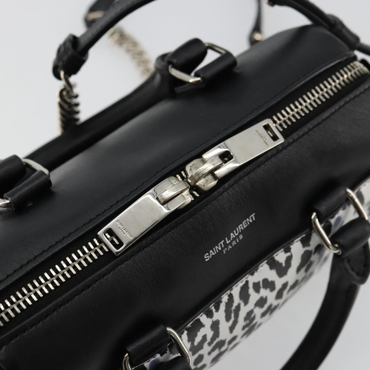 Saint Laurent Classic Baby Duffle Printed Leather Black Leather Handbag (Pre-Owned)